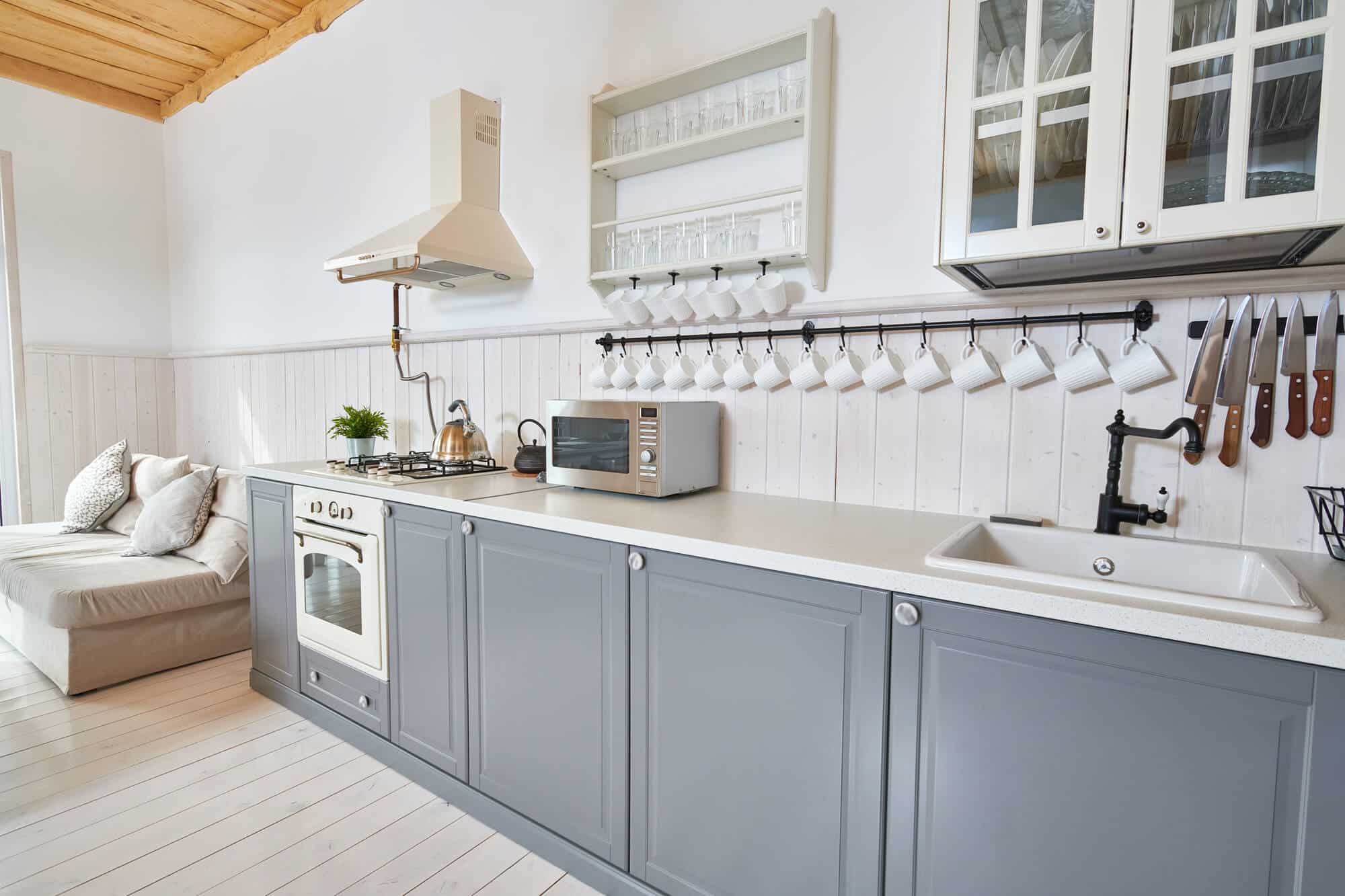 Kitchen cabinet doors in a fresh sprayed finish